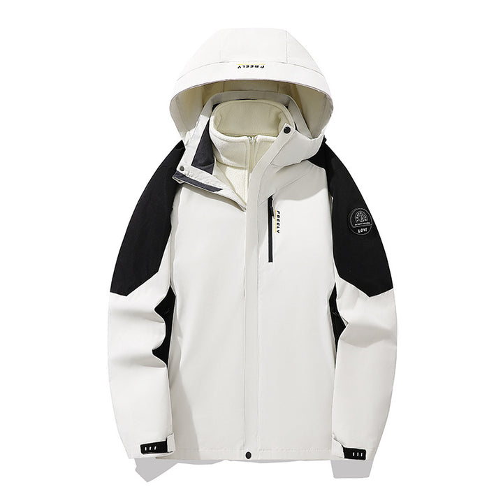 Men's non-waterproof three-piece winter jacket with removable hood and fleece inner jacket Mune Fashion
