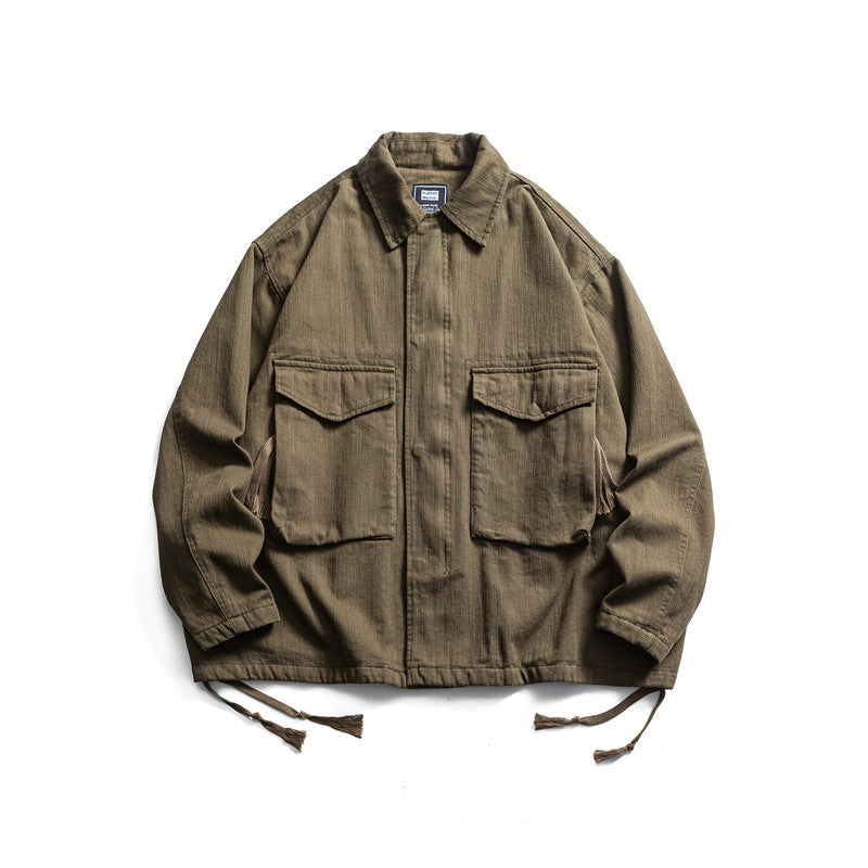 Men's Boxy Utility Blouson Jacket made of canvas with patch pockets and drawstring hem Mune Fashion