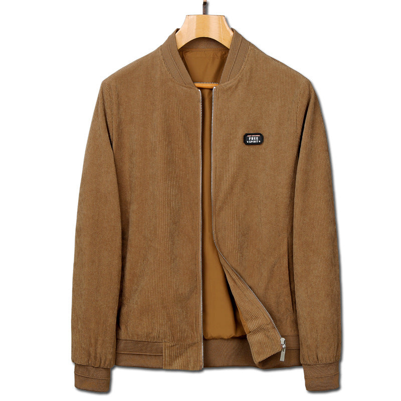 Men's corduroy bomber jacket with zipper, ribbed cuffs, and light padding Mune Fashion