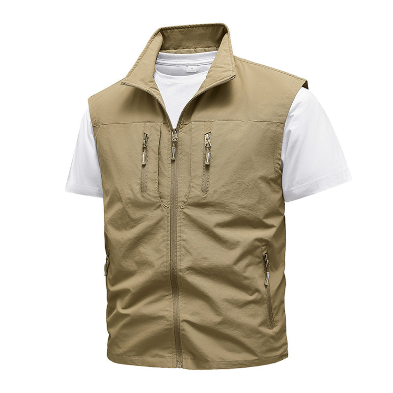 Men's functional zip vest with multiple zip pockets and high stand-up collar Mune Fashion