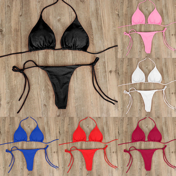 Women's triangle bikini with fine fabric and adjustable lacing details Mune Fashion