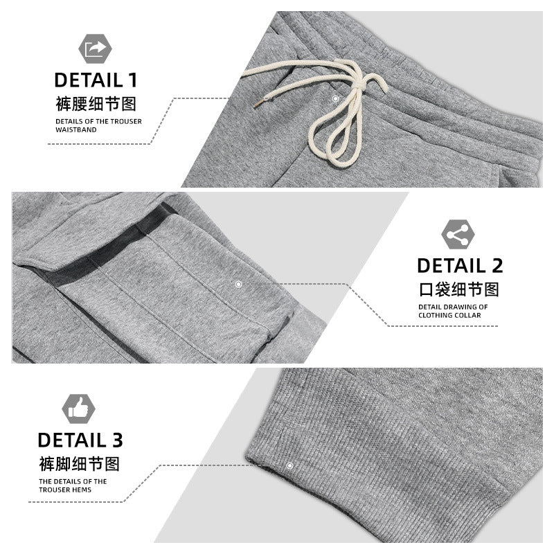 Men's casual cargo sweatpants with drawstring waistband, flap pockets and slim ankle cuffs Mune Fashion