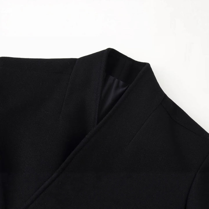 Women's Longer Minimalist Coat with Concealed Button Placket and Patch Pockets Mune Fashion