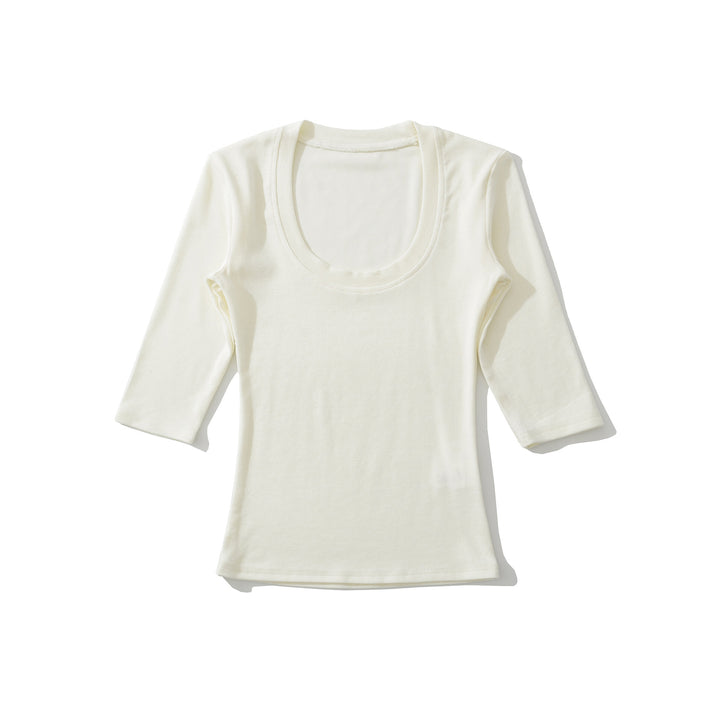 Women's fitted long sleeve with a deep round neckline Mune Fashion