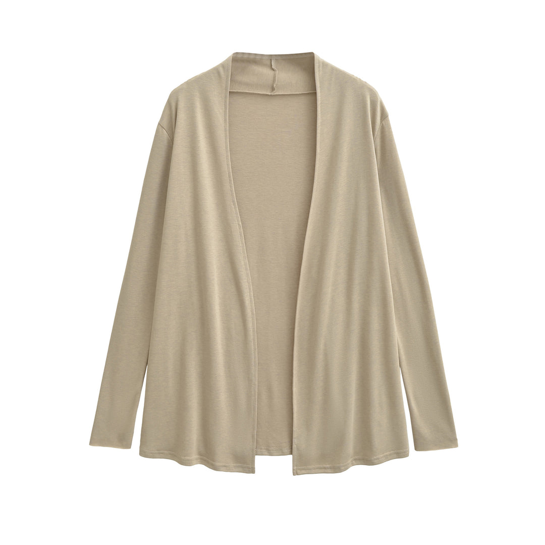 Women Open Flowing Jersey Cardigan with Waterfall Edge Mune Fashion