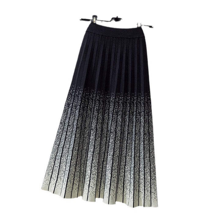 Ladies Elegant Pleated Skirt with Contrasting Stripes Mune Fashion