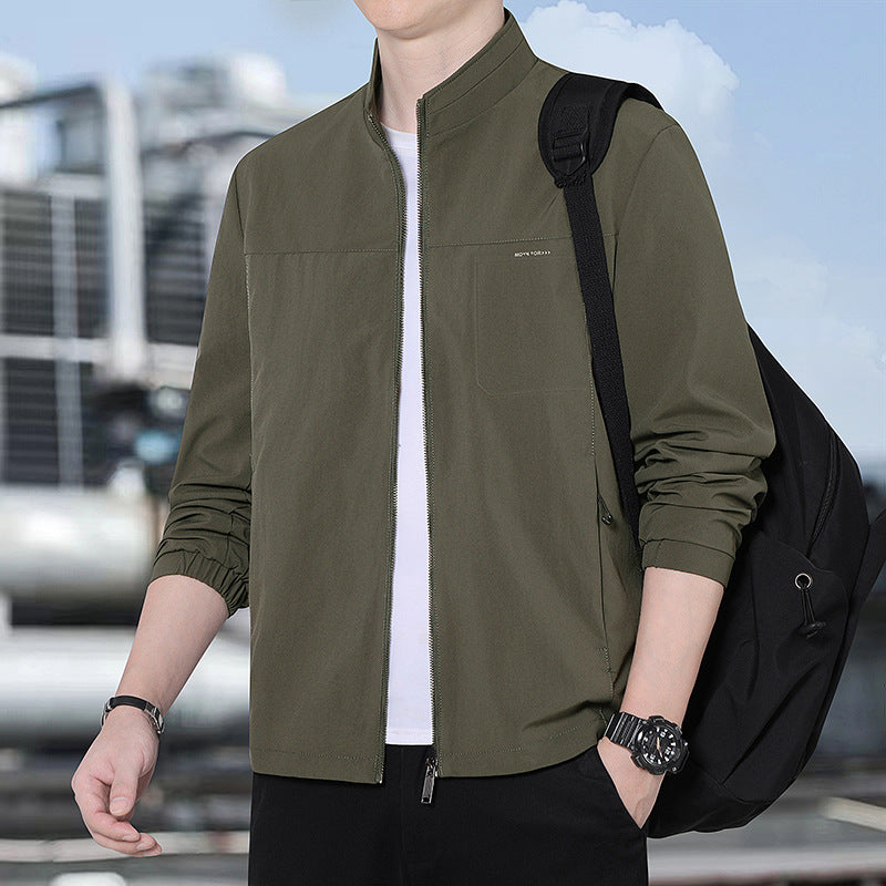 Men's Minimalist Comfort Training Jacket with Stand-Up Collar, Windproof Softshell Material and Concealed Zipper Pockets Mune Fashion