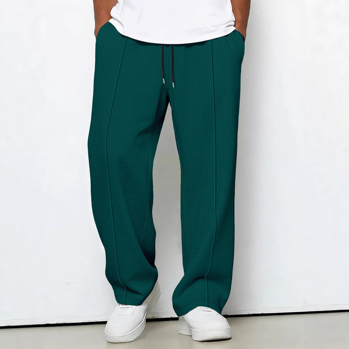 Men's custom-made jogging pants with drawstring waistband, crease and structured stretch quality Mune Fashion