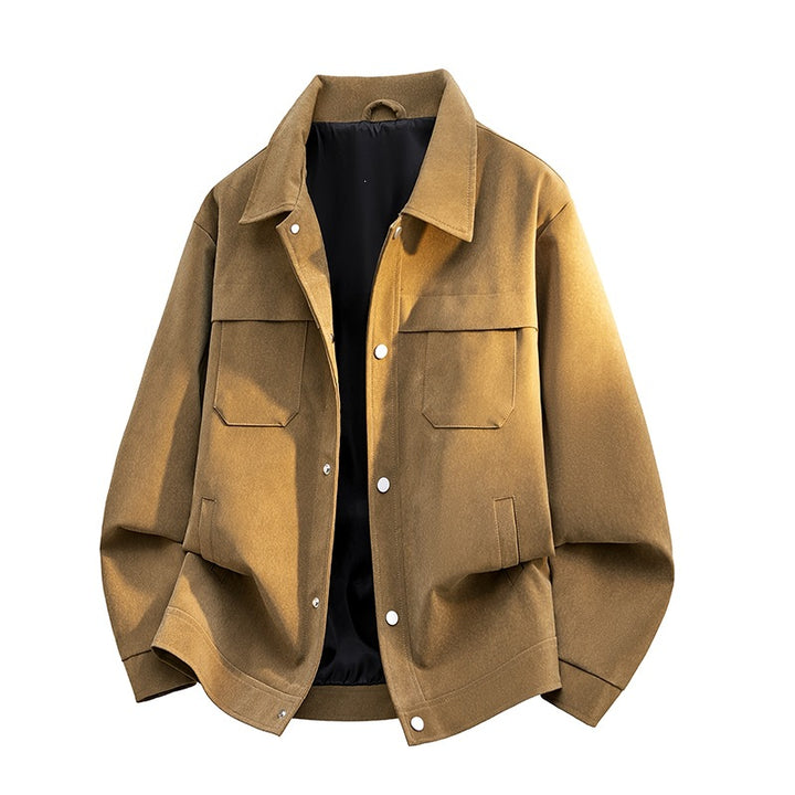 Men's transitional overshirt in suede look with chest flaps, warming lining & concealed snap button placket Mune Fashion