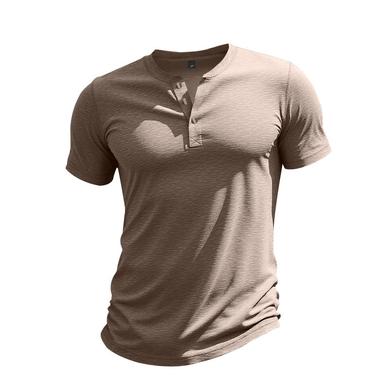 Men's Short Sleeve Henley T-Shirt made of soft cotton with decorative button placket Mune Fashion