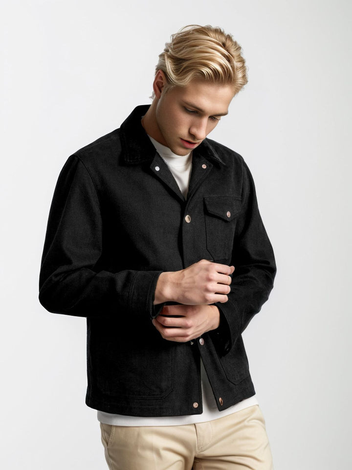Men's Utility Overshirt made of heavy canvas with cord collar and snap button closure Mune Fashion