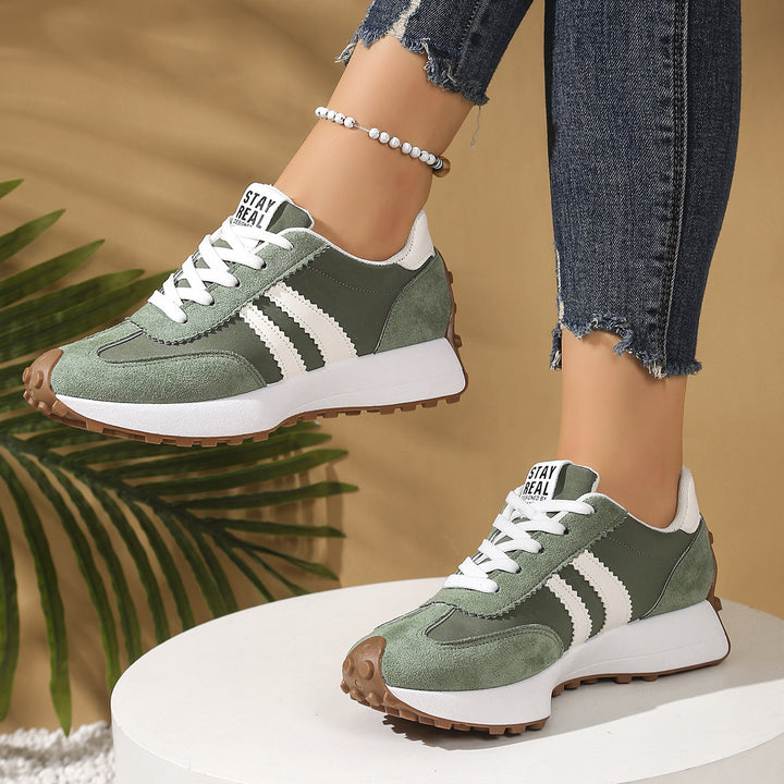 Ladies Retro Platform Sneaker with Velvet and Mesh Mix Mune Fashion