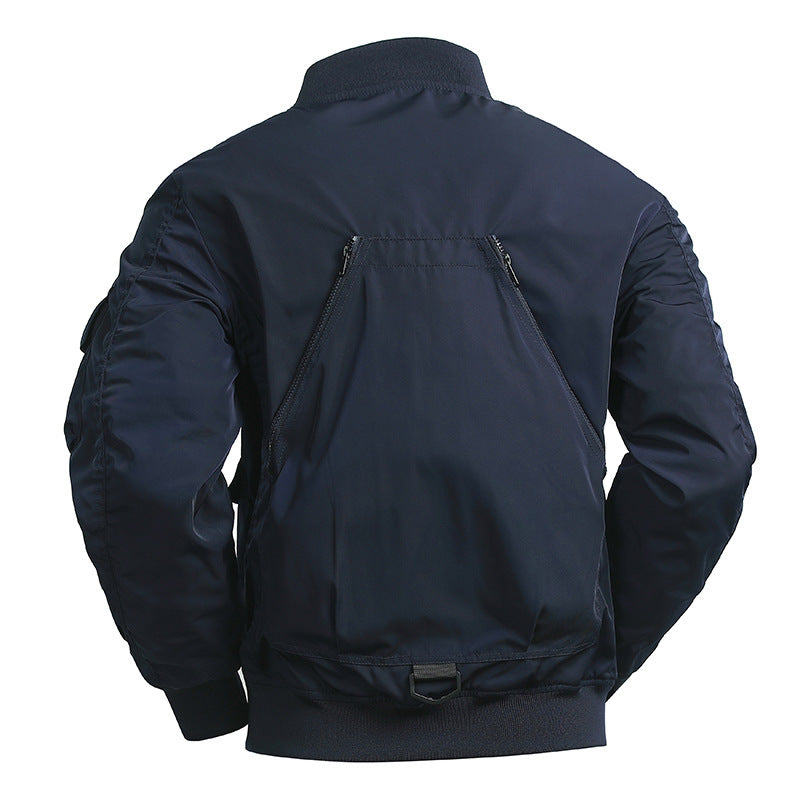 Men's Tactical Bomber Jacket in Field Look with Modular Outer Pockets and Elastic Hem Mune Fashion