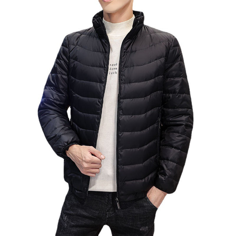 Men's Lightweight Quilted Down-Look Jacket with Stand-Up Collar Mune Fashion