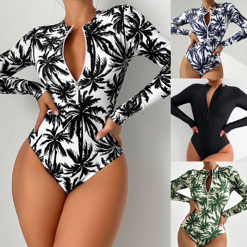 Women's Long Sleeve Swimsuit with Innovative Front Zipper Mune Fashion