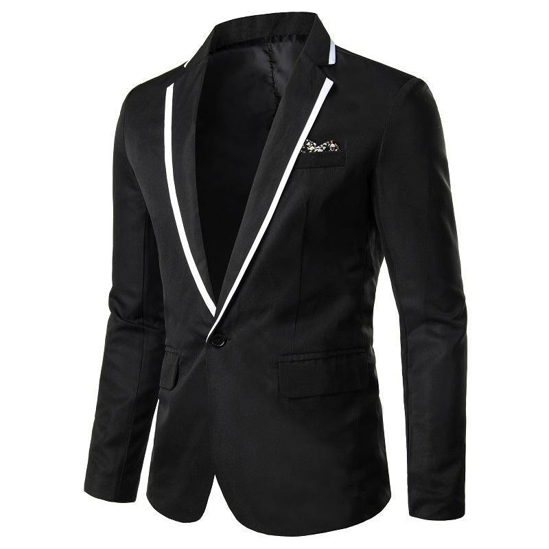 Men's tailored single-breasted blazer with contrasting edge trim Mune Fashion