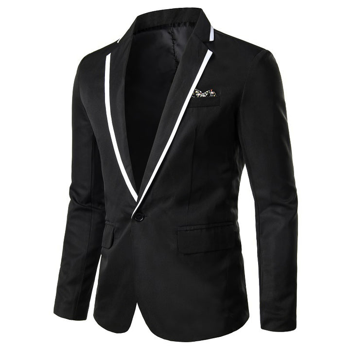 Men's tailored single-breasted blazer with contrasting edge trim Mune Fashion