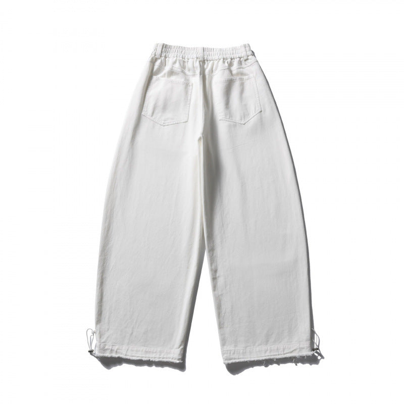 Women Wide High Waist Balloon Pants with Elastic Waistband, Side Pockets, and Drawstring Hem Mune Fashion
