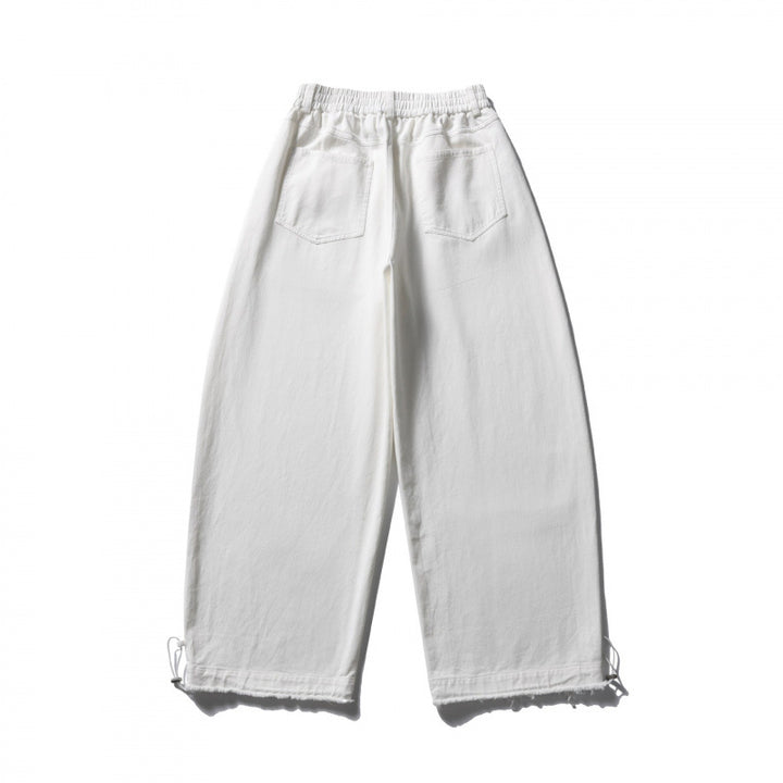 Women Wide High Waist Balloon Pants with Elastic Waistband, Side Pockets, and Drawstring Hem Mune Fashion