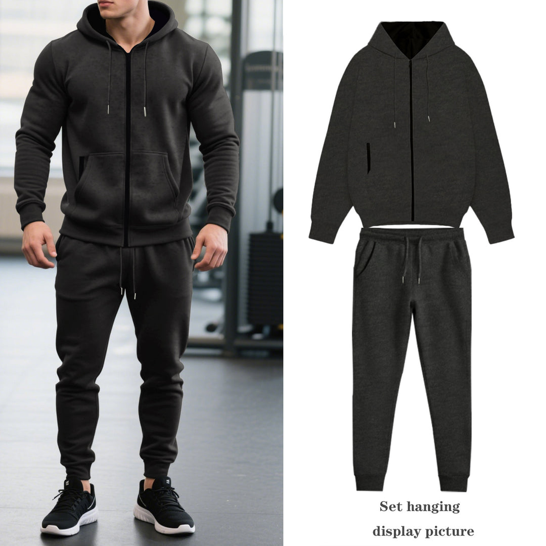 Men's two-piece Performance Fleece jogging suit set with hoodie, concealed zipper and tapered jogging pants Mune Fashion