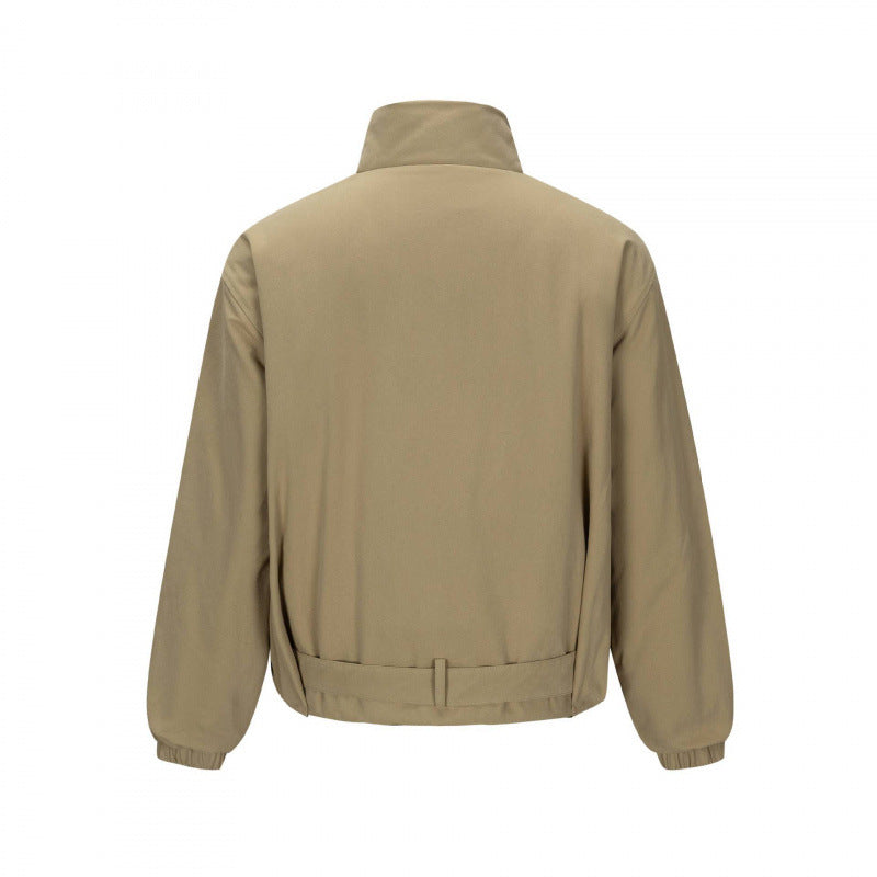Men's short technical jacket with high stand-up collar, waist belt and elastic cuffs Mune Fashion