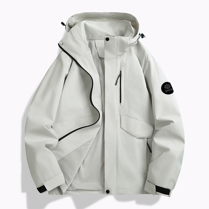 Men's Weatherproof Softshell Jacket with Mesh Lining, Adjustable Hood and Concealable Zip Placket Mune Fashion