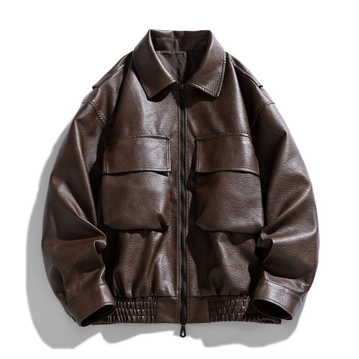 Men's Casual Faux Leather Jacket with Practical Pockets Mune Fashion