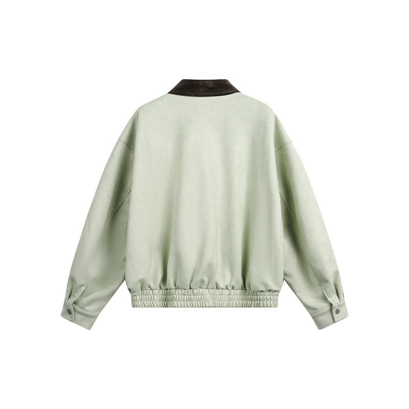 Unisex Short Cropped Boxy Blouson Jacket with Cord Collar and Elastic Waist Mune Fashion