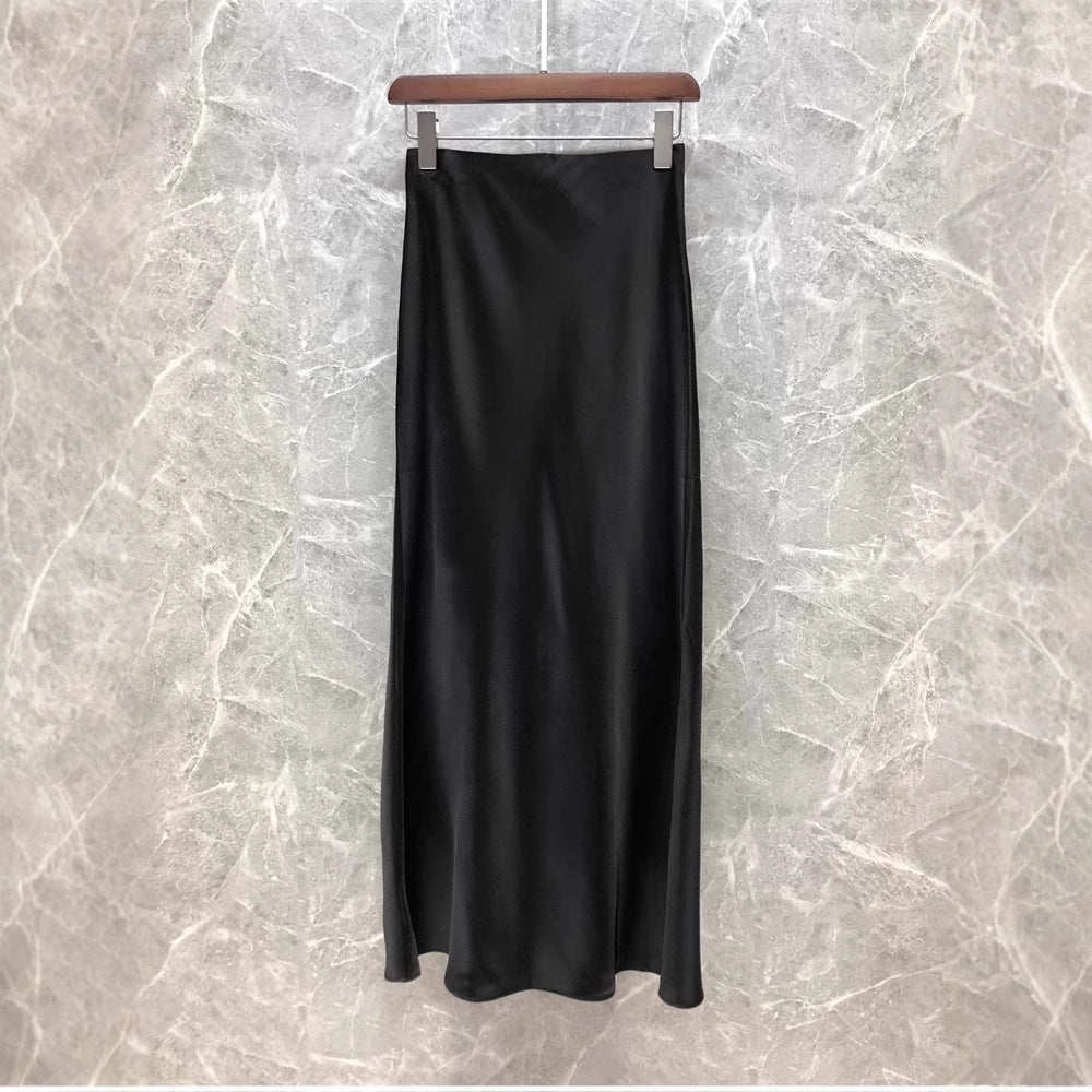 Women Elegant Midi Skirt made of high-quality Satin Mune Fashion