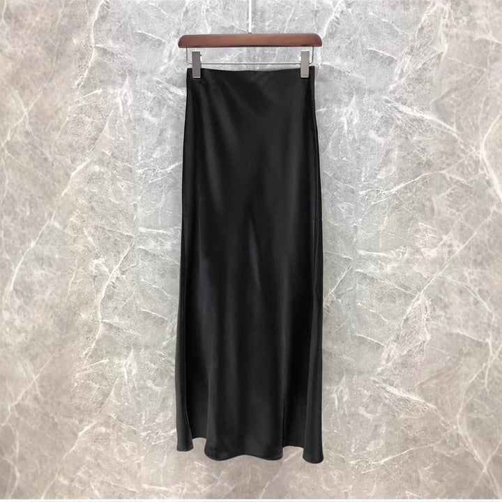 Women Elegant Midi Skirt made of high-quality Satin Mune Fashion