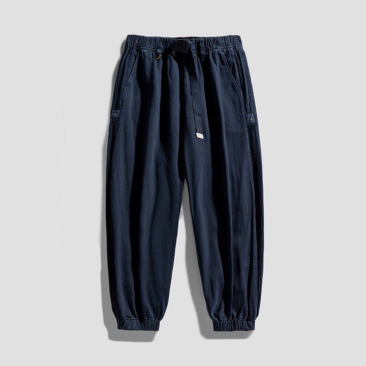 Men's Tailored Jogging Pants made of Cotton Blend with Elastic Waistband, Drawstring and Ribbed Side Inserts Mune Fashion