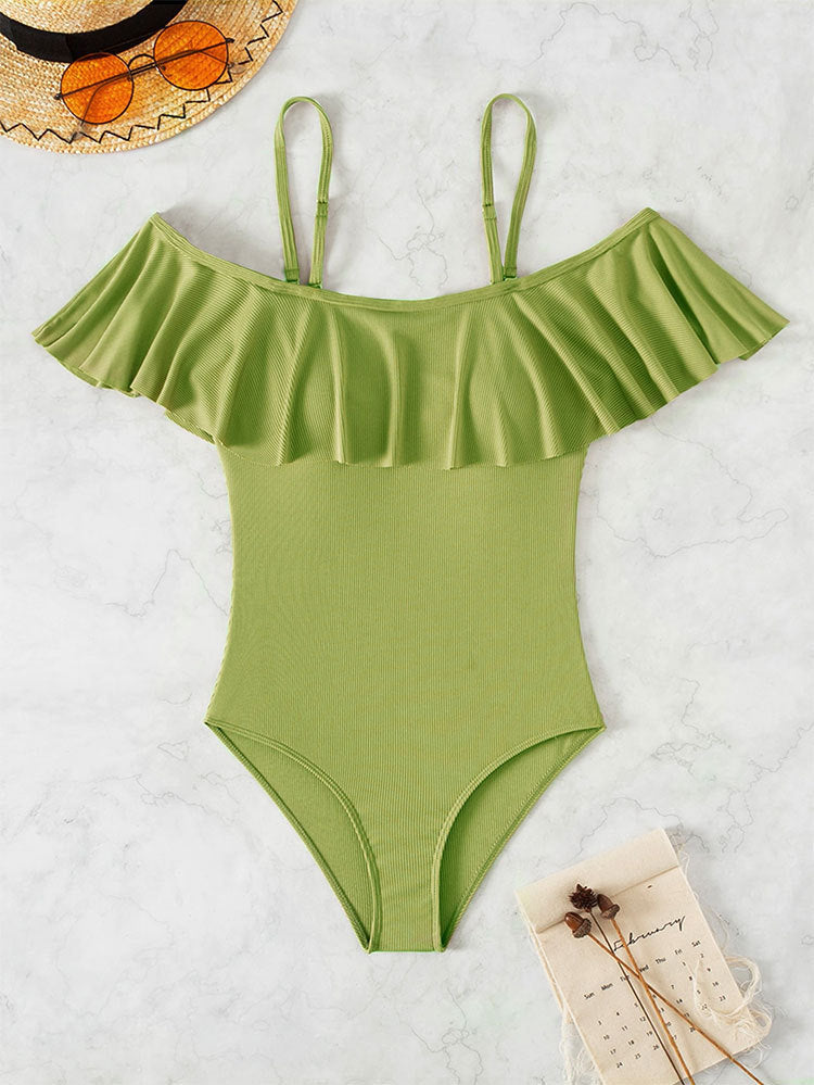 Women One-Piece Swimsuit with Voluminous Ruffle Design Mune Fashion