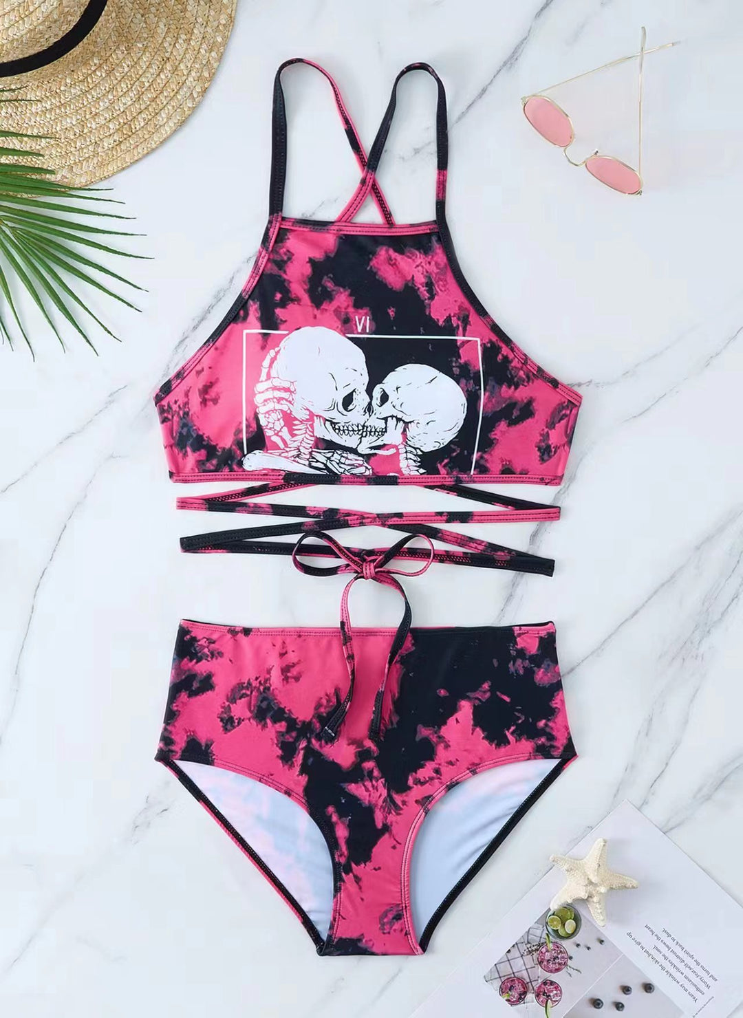 Women's High Neck Bikini with Creative Animal Print Pattern Mune Fashion