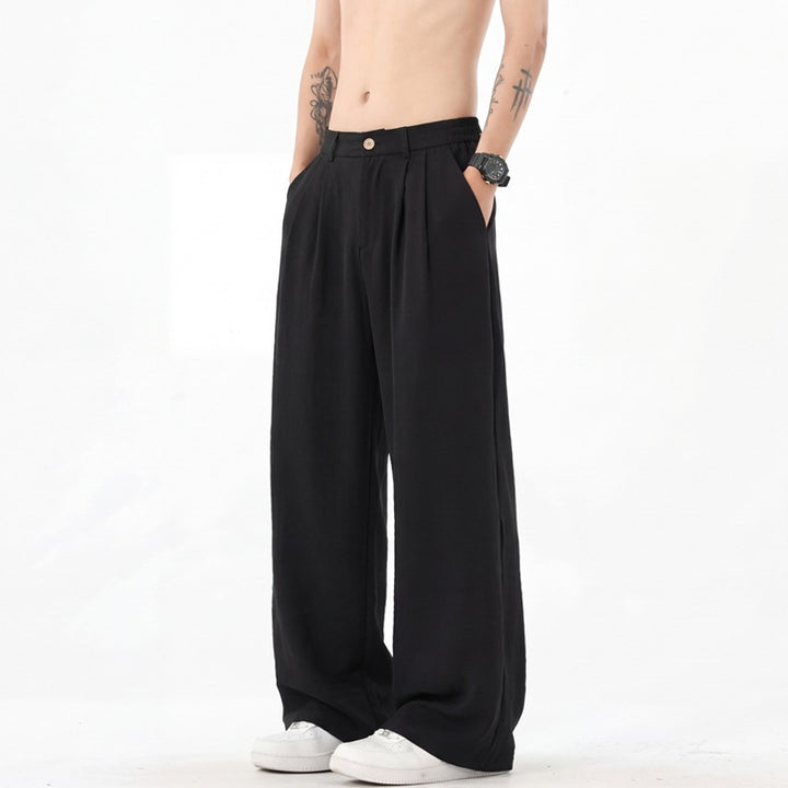 Men's wide linen pants with high pleats and casual cut Mune Fashion