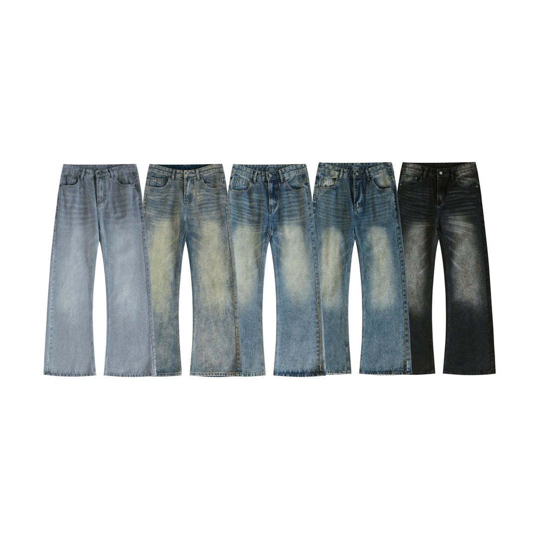 Men's Wide Flared Jeans made from washed denim with subtle fade effects Mune Fashion