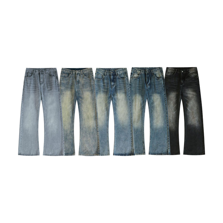 Men's Wide Flared Jeans made from washed denim with subtle fade effects Mune Fashion