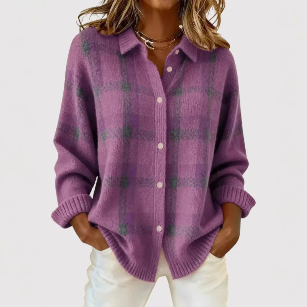 Women’s Fashion Checkered Cardigan