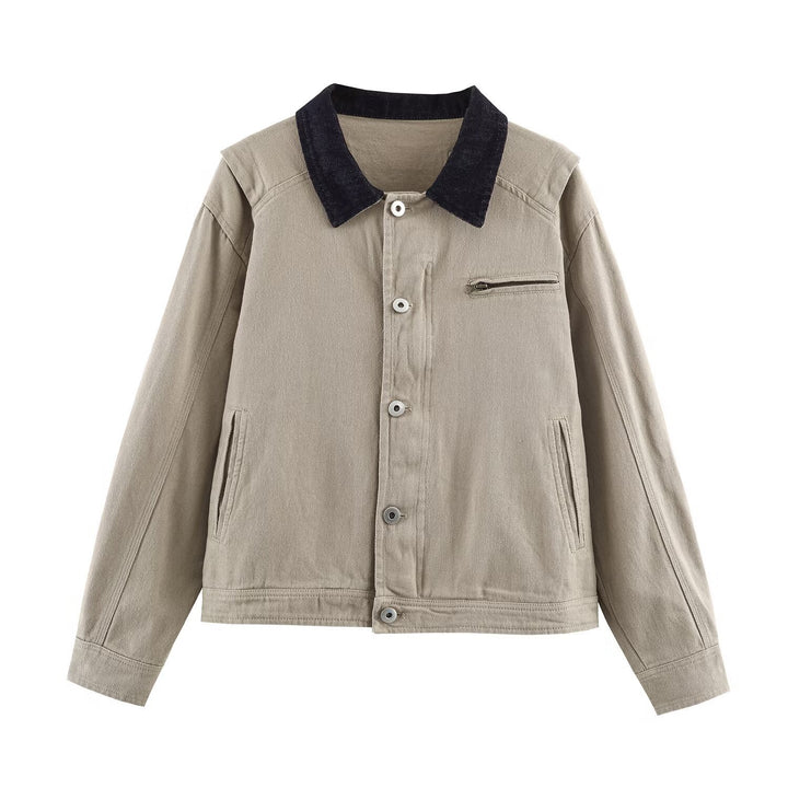 Women's short blouson in worker look with cord collar and zip pocket Mune Fashion