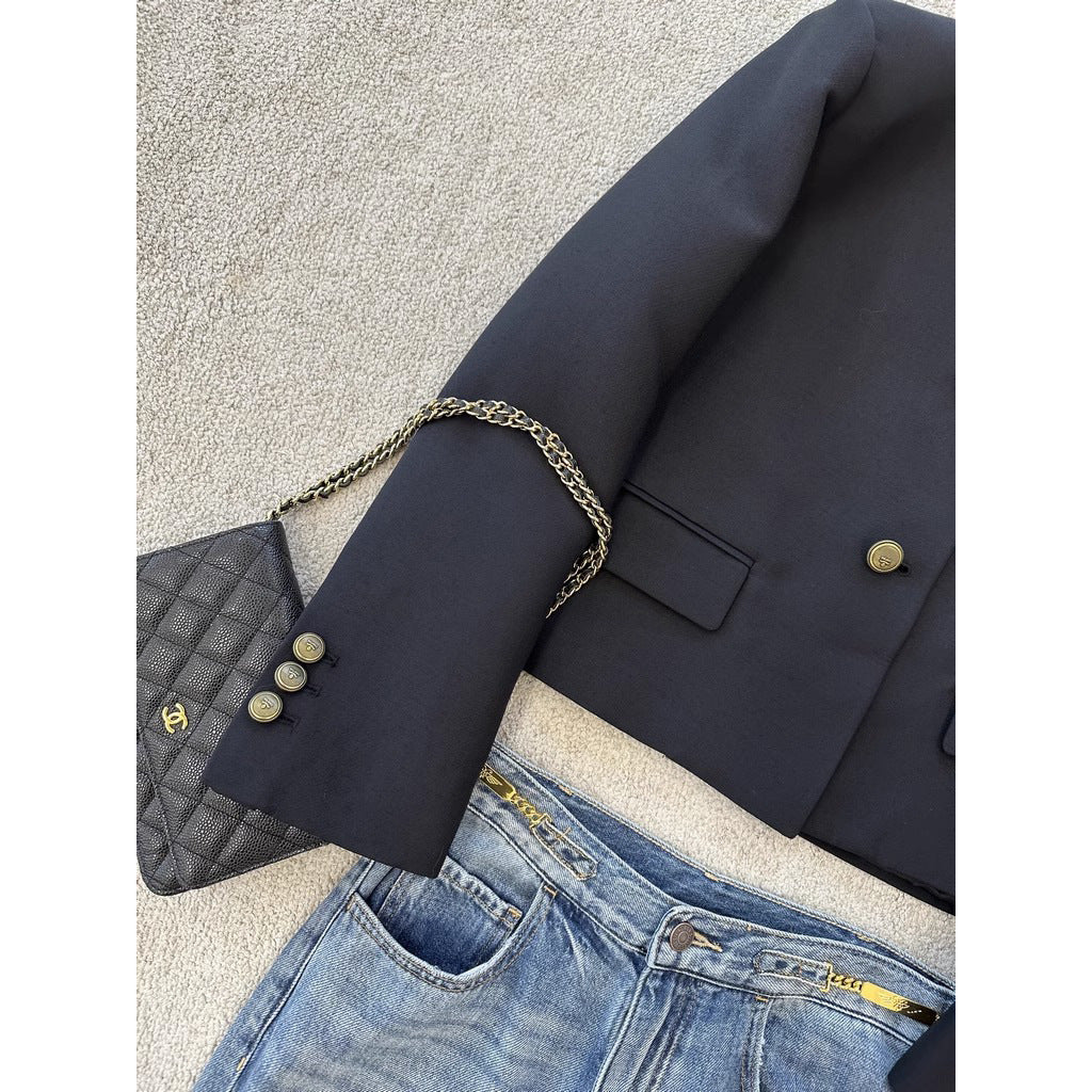Women Elegant Blazer Jacket with High Collar Mune Fashion