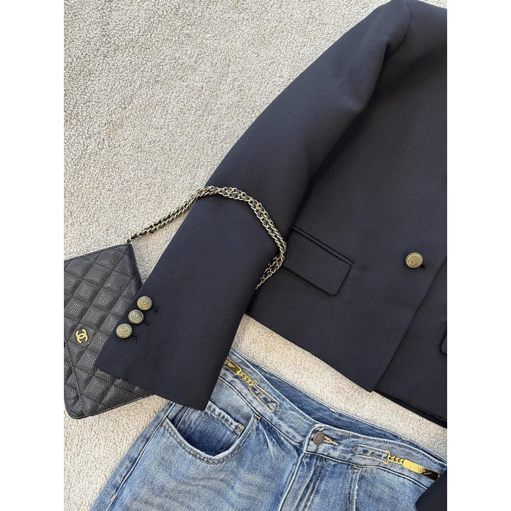Women Elegant Blazer Jacket with High Collar Mune Fashion
