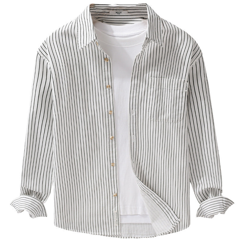 Men's Shirt Jackets-Cut with fine pinstripe and soft cotton blend Mune Fashion