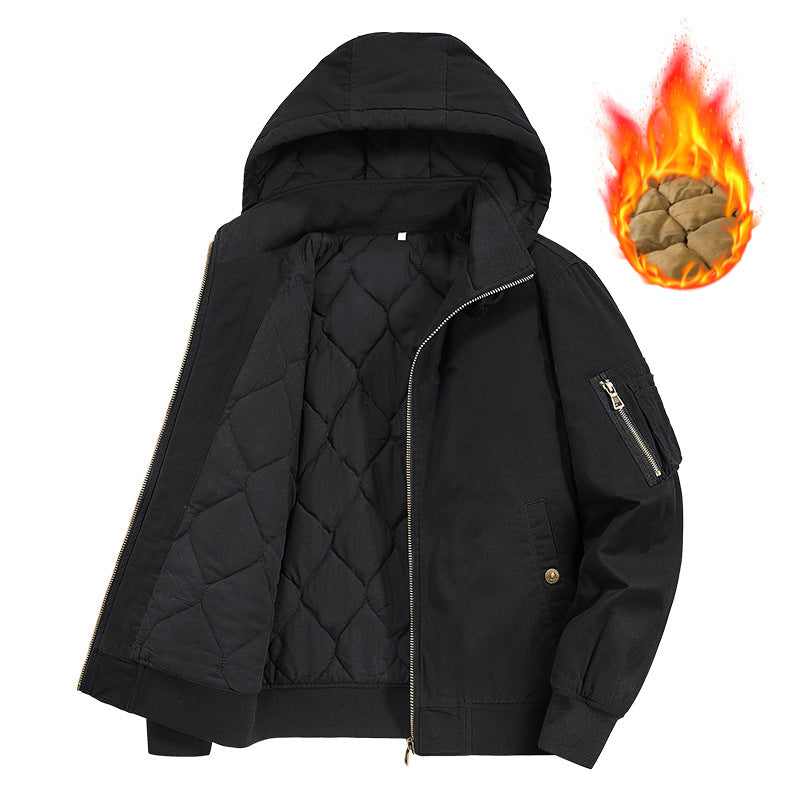 Men's Padded Hooded Bomber Jacket with Diamond Quilted Lining and Arm Pocket Mune Fashion