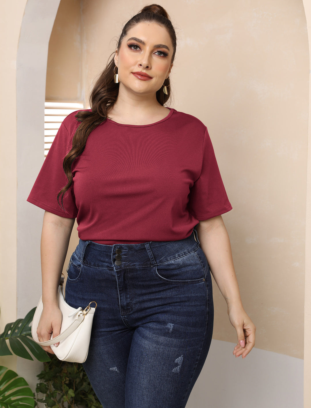 Ladies fashionable basic T-shirt Mune Fashion