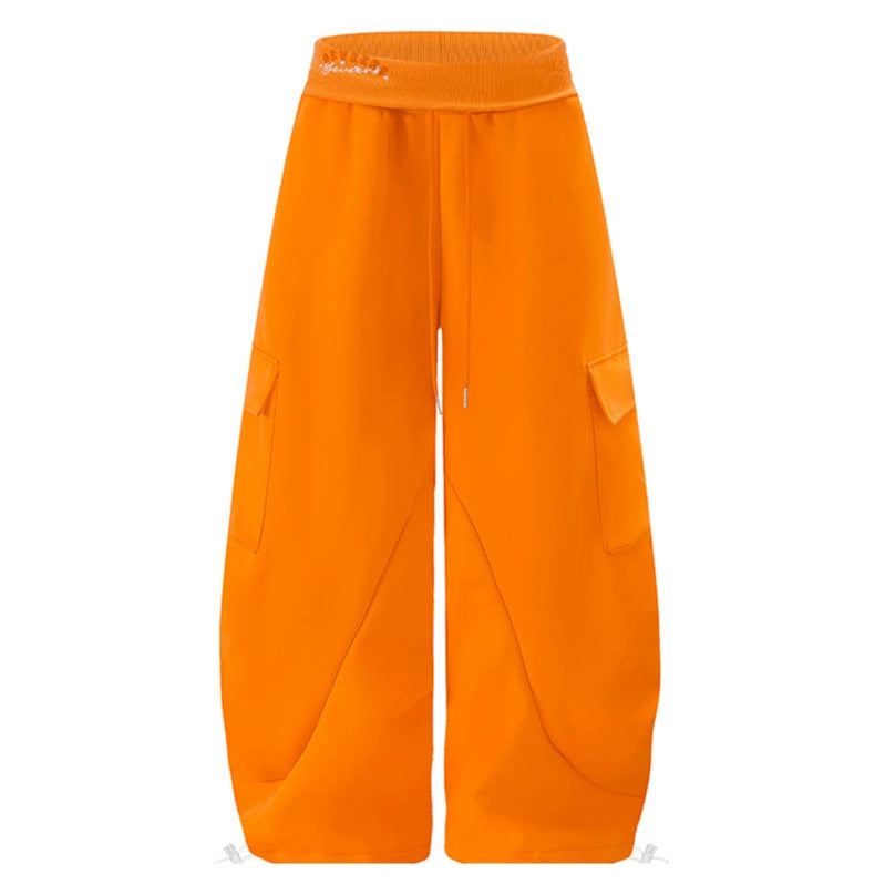 Women's Extra Wide Cargo Palazzo Sweatpants with High Comfort Waistband and Adjustable Hem
