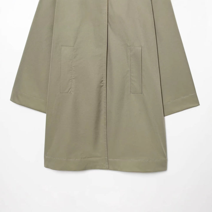 Women Wide-Cut Cape Coat with Concealed Button Placket and Patch Pockets Mune Fashion