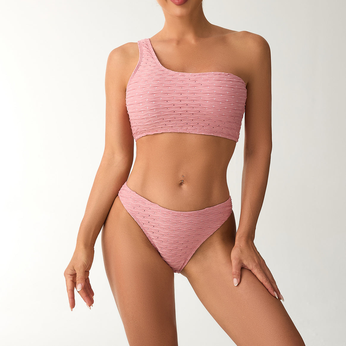 Ladies One-Sided Bikini Set with Sophisticated Ruffle Design Mune Fashion