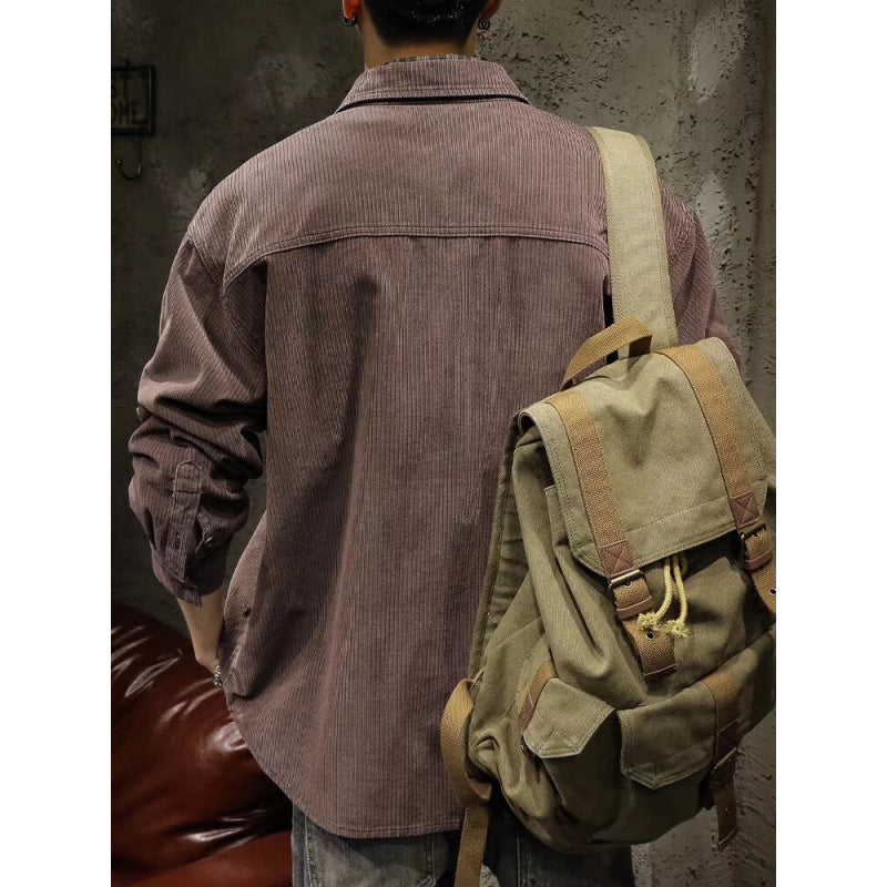 Men's corduroy overshirt jacket with patch chest pockets and relaxed oversized fit Mune Fashion