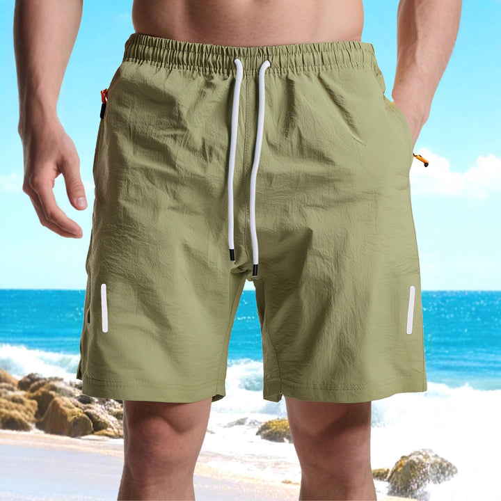 Men's nan ultralight quick-drying sports and swim shorts with elastic waistband drawstring zipper pocket and reflective detail Mune Fashion