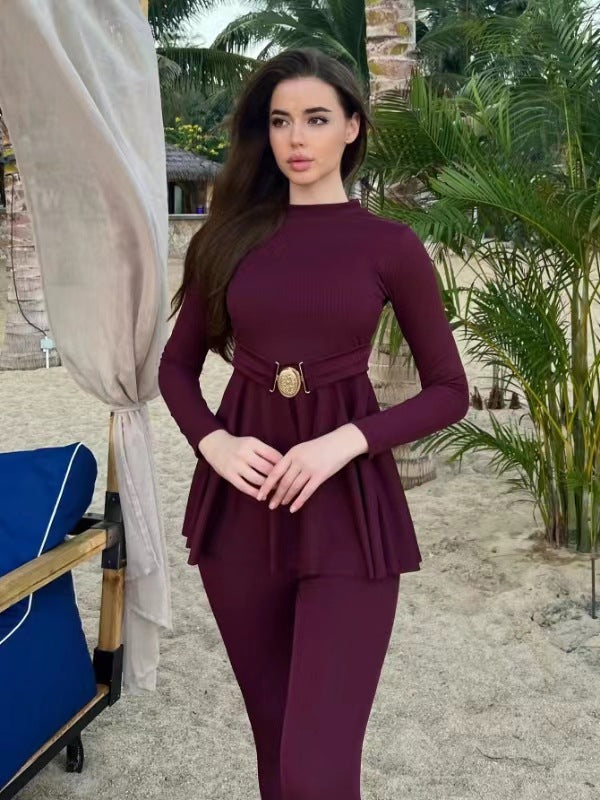 Women’s fashionable tracksuit with belt detail and swinging cut Mune Fashion