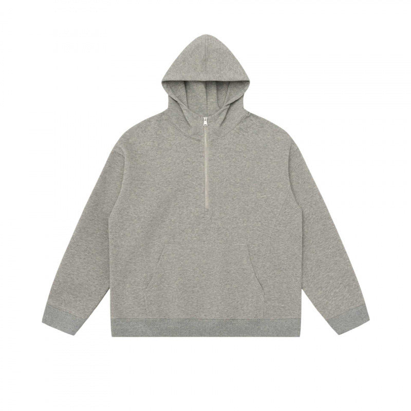 Unisex Hoodie Half-Zip Sweatshirt with Kangaroo Pocket and Ribbed Cuffs Mune Fashion